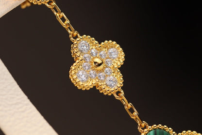 [Vera  Jewelry]CLOVER EARRINGS GOLD MALACHITE DIAMOND 3 MOTIF