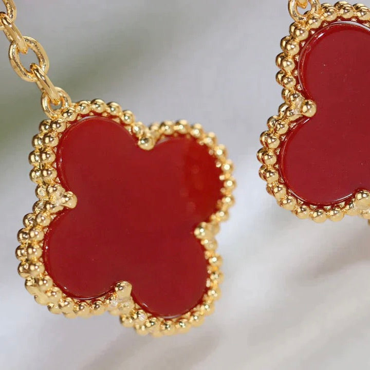 [Vera Jewelry]CLOVER  2 MOTIF  TIGER EYE CARNELIAN EARRINGS