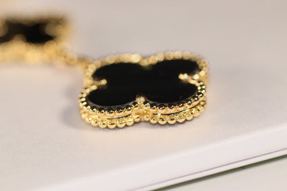 [Vera Jewelry]CLOVER EARRINGS GOLD ONYX MOP 3 MOTIF