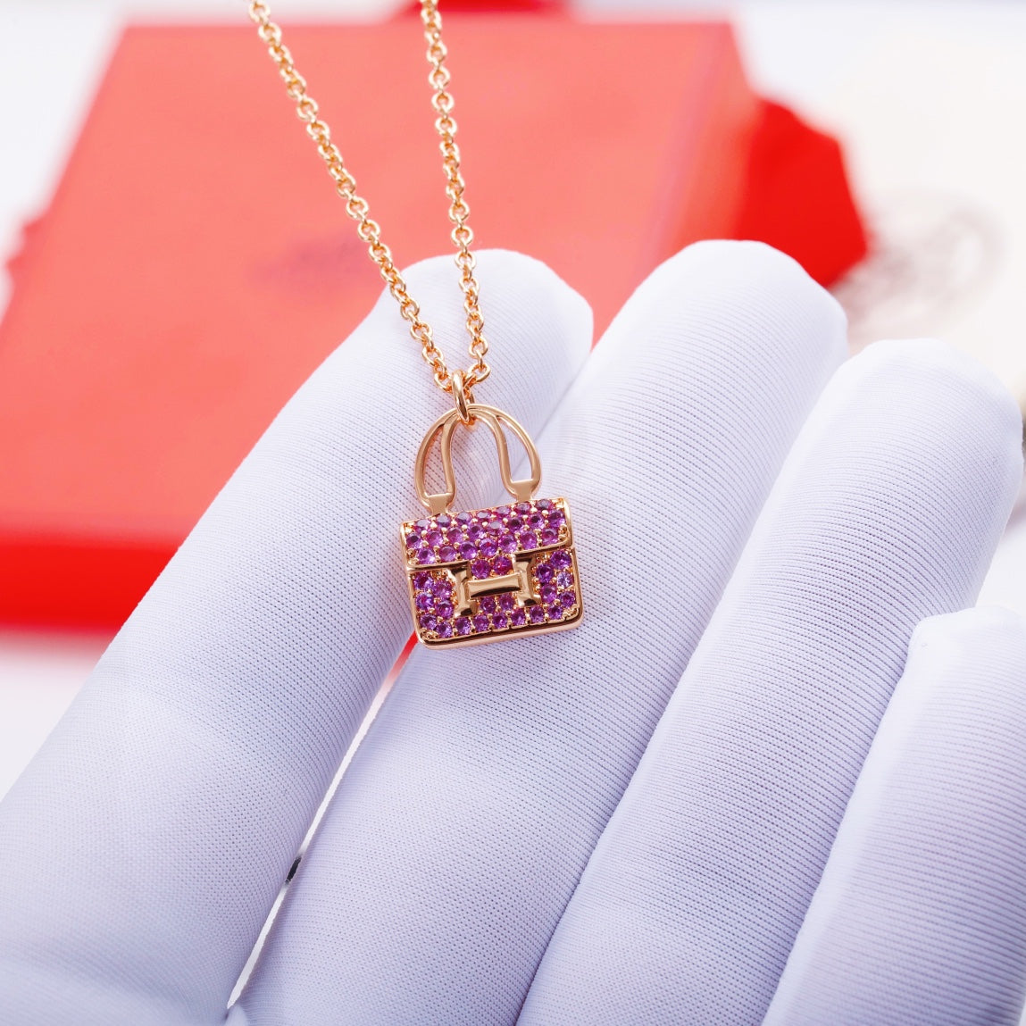 [Vera  Jewelry]CONSTANCE PEDANT PURPLE DIAMOND NECKLACE