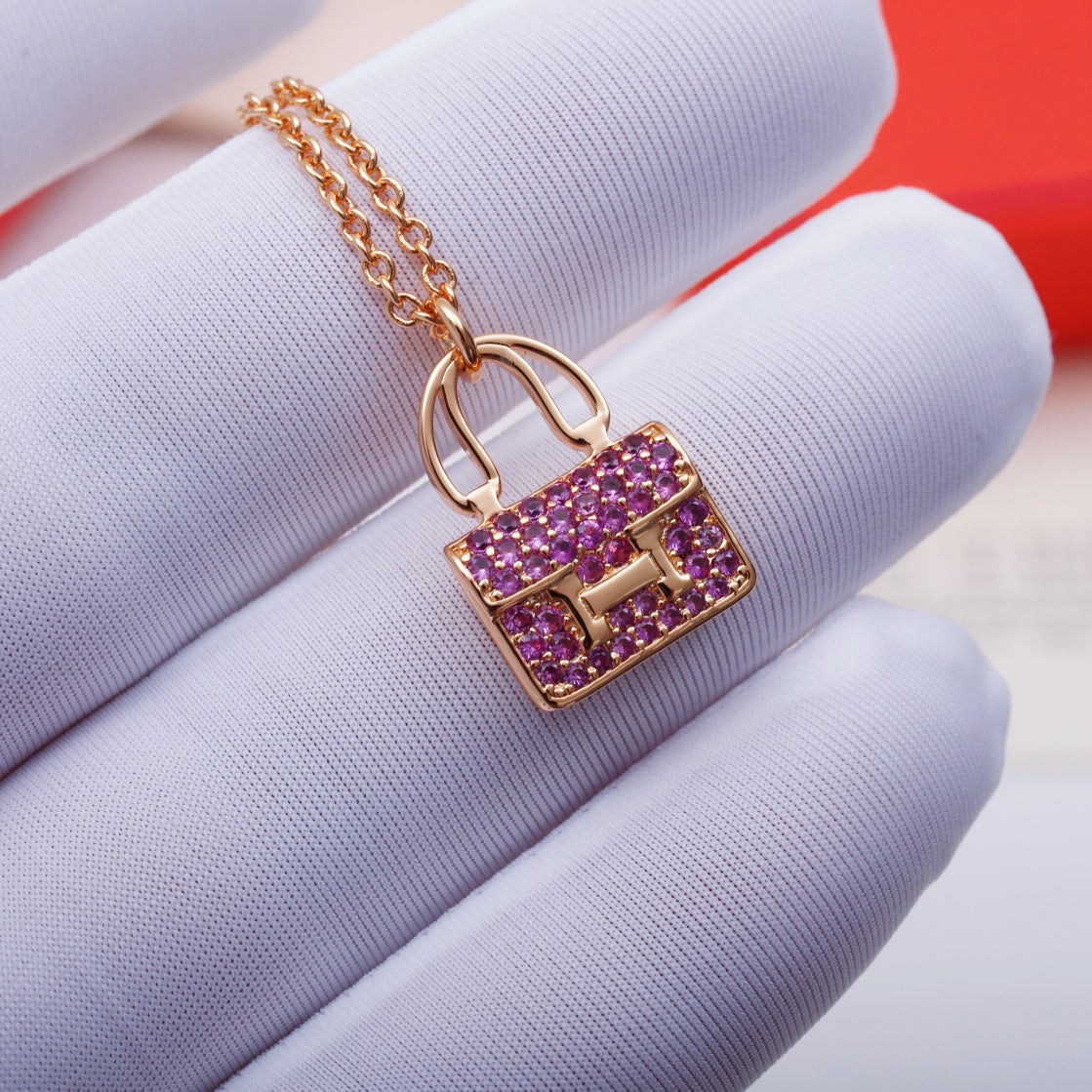 [Vera Jewelry]CONSTANCE PEDANT PURPLE DIAMOND NECKLACE