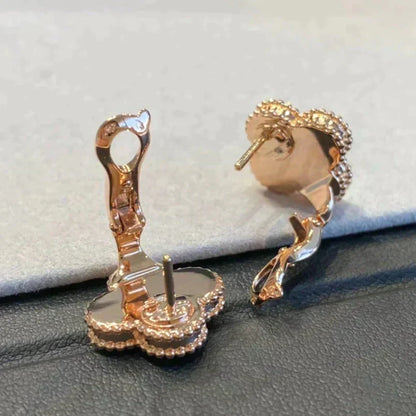 [Vera  Jewelry]CLOVER MEDIUM 1 MOTIFS GRAY MOP  DIAMOND EARRINGS