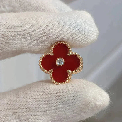 [Vera  Jewelry]CLOVER MEDIUM 1 MOTIFS CARNELIAN  DIAMOND earrings