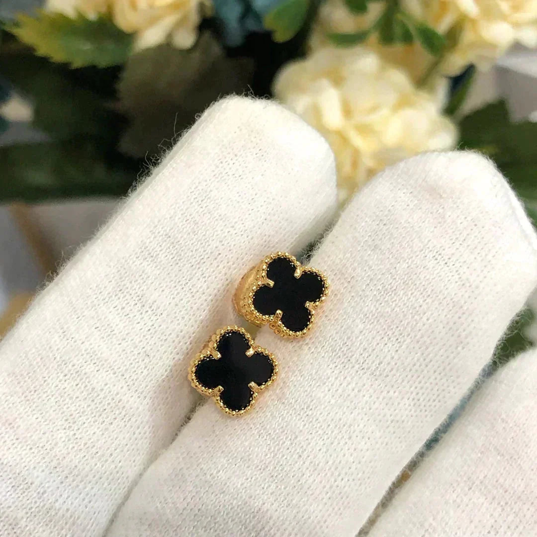 [Vera  Jewelry]CLOVER MINI 9.5MM BLACK MOP EARRINGS