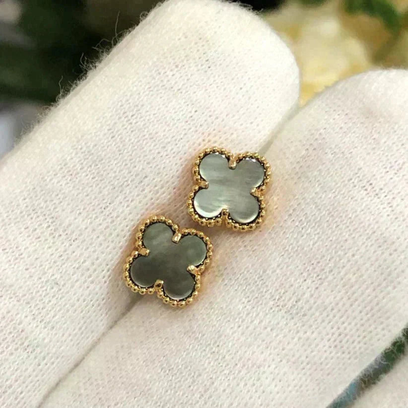 [Vera  Jewelry]CLOVER MINI 9.5MM GRAY MOP EARRINGS