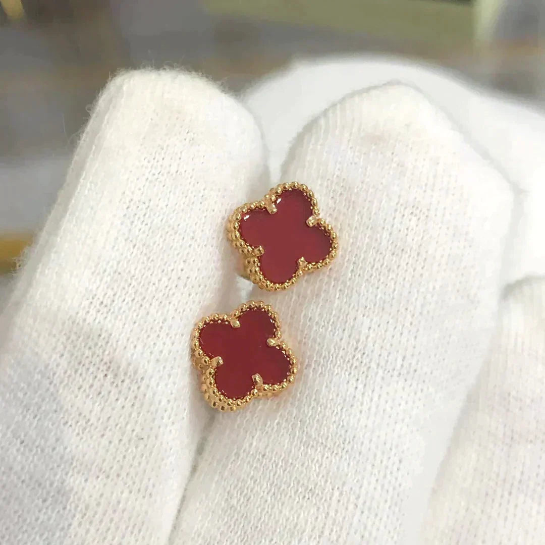 [Vera  Jewelry]CLOVER MINI 9.5MM CARNELIAN EARRINGS
