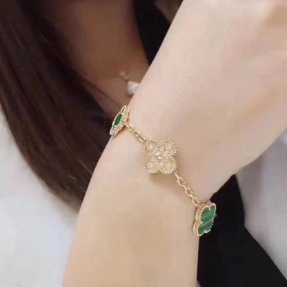 [Vera  Jewelry]LUCKY CLOVER 5-MOTIF BRACELET - MALACHITE COLLECTION