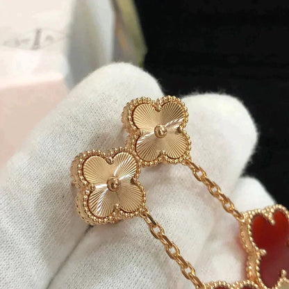 [Vera  Jewelry]CLOVER 2 MOTIF  LASER CARNELIAN EARRINGS