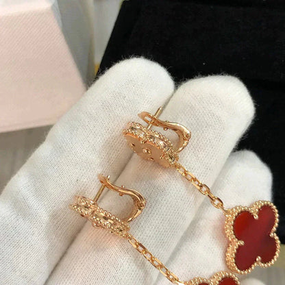 [Vera  Jewelry]CLOVER 2 MOTIF  LASER CARNELIAN EARRINGS