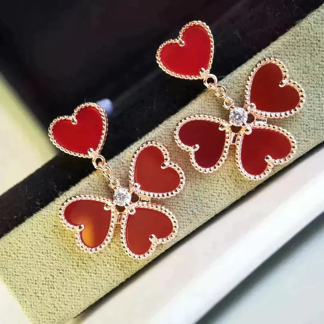[Vera Jewelry]SWEET CLOVER CARNELIAN EARRINGS
