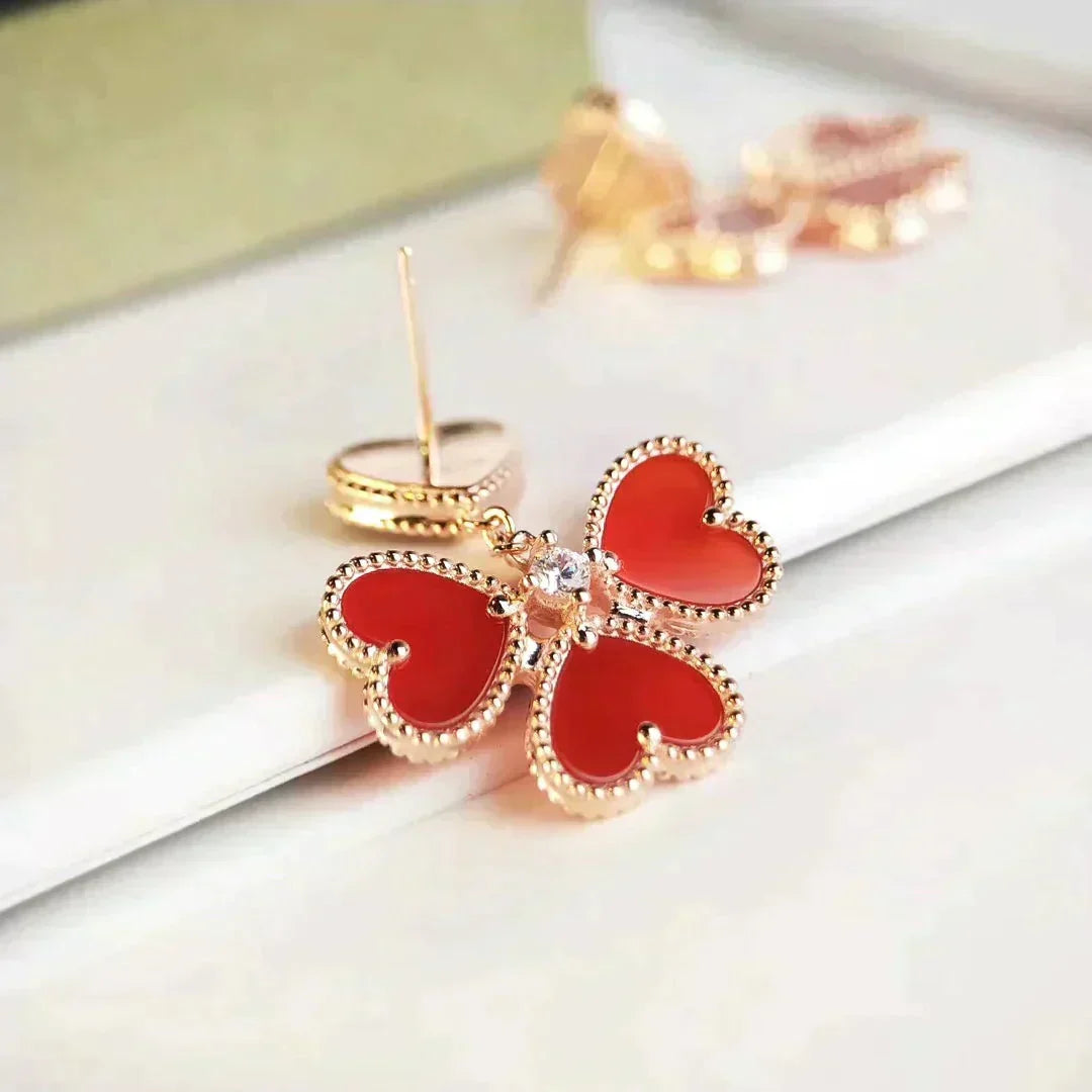 [Vera Jewelry]SWEET CLOVER CARNELIAN EARRINGS