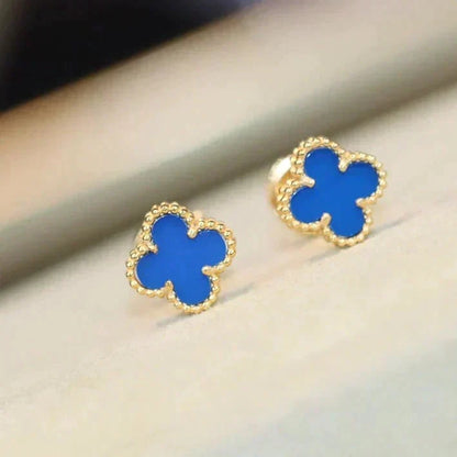 [Vera  Jewelry]CLOVER MINI 9.5MM BLUE AGATE EARRINGS
