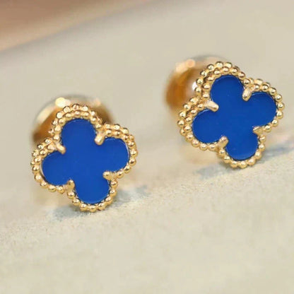[Vera  Jewelry]CLOVER MINI 9.5MM BLUE AGATE EARRINGS