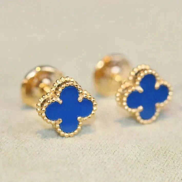 [Vera  Jewelry]CLOVER MINI 9.5MM BLUE AGATE EARRINGS