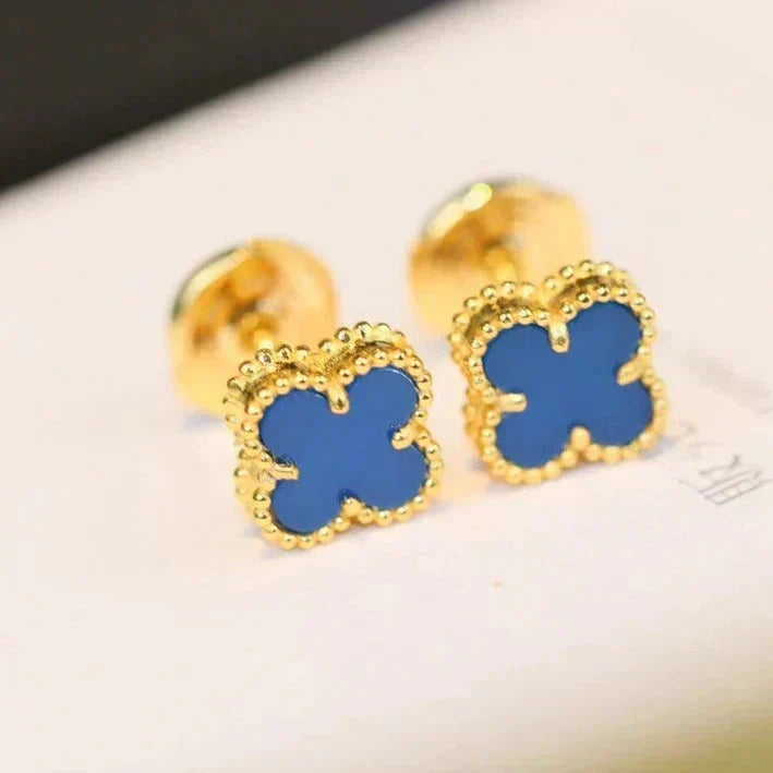 [Vera  Jewelry]CLOVER MINI 9.5MM BLUE AGATE EARRINGS