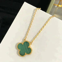 [Vera Jewelry]CLOVER 15MM MALACHITE SINGLE FLOWER  NECKLACE