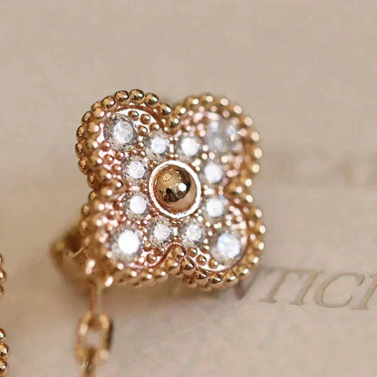 [Vera  Jewelry]CLOVER MEDIUM 1 MOTIFS FUll DIAMOND EARRINGS