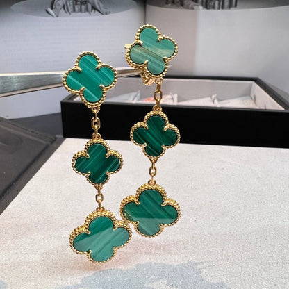 [Vera Jewelry]CLOVER MALACHITE 3 MOTIFS GOLD