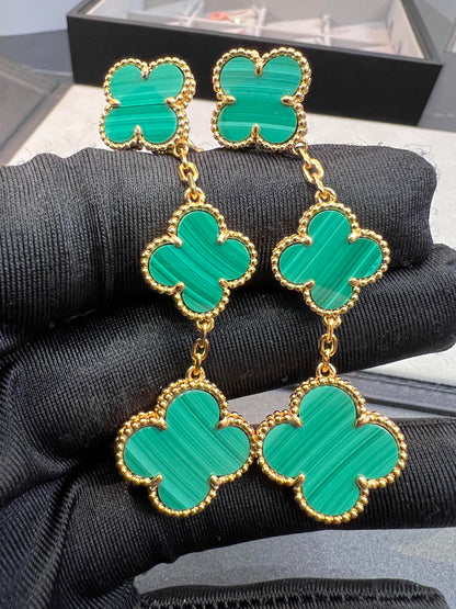 [Vera Jewelry]CLOVER MALACHITE 3 MOTIFS GOLD