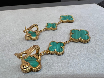 [Vera Jewelry]CLOVER MALACHITE 3 MOTIFS GOLD