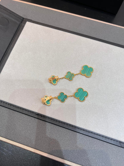 [Vera Jewelry]CLOVER MALACHITE 3 MOTIFS GOLD
