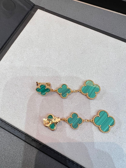 [Vera Jewelry]CLOVER MALACHITE 3 MOTIFS GOLD