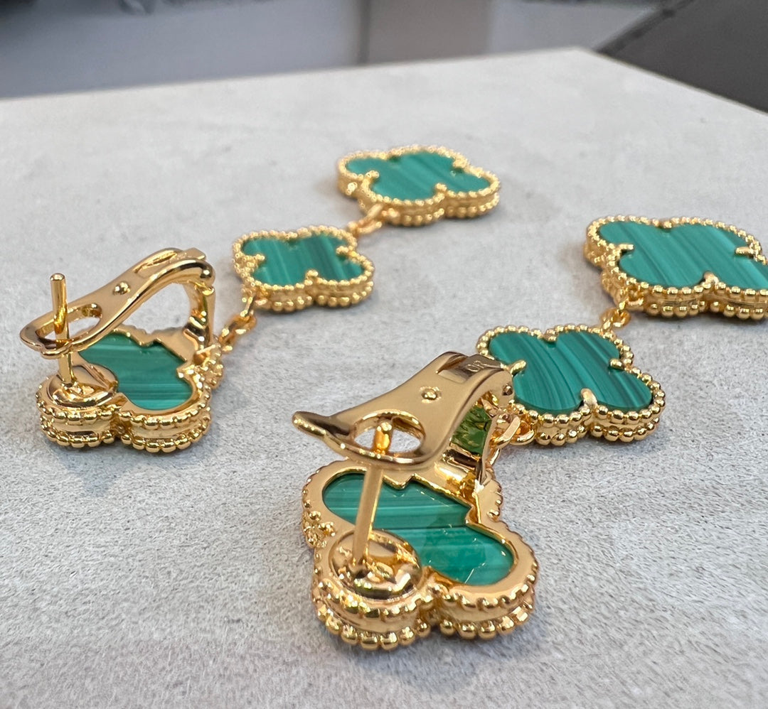 [Vera Jewelry]CLOVER MALACHITE 3 MOTIFS GOLD