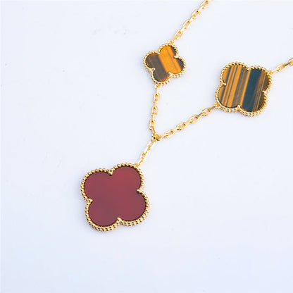 [Vera Jewelry]CLOVER BRACELET 5 MOTIFS CARNELIAN TIGER EYE