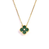 [Vera Jewelry]CLOVER 15MM DIAMOND TURQUOISE NECKLACE