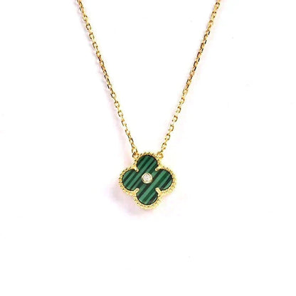 [Vera  Jewelry]CLOVER 15MM DIAMOND TURQUOISE NECKLACE