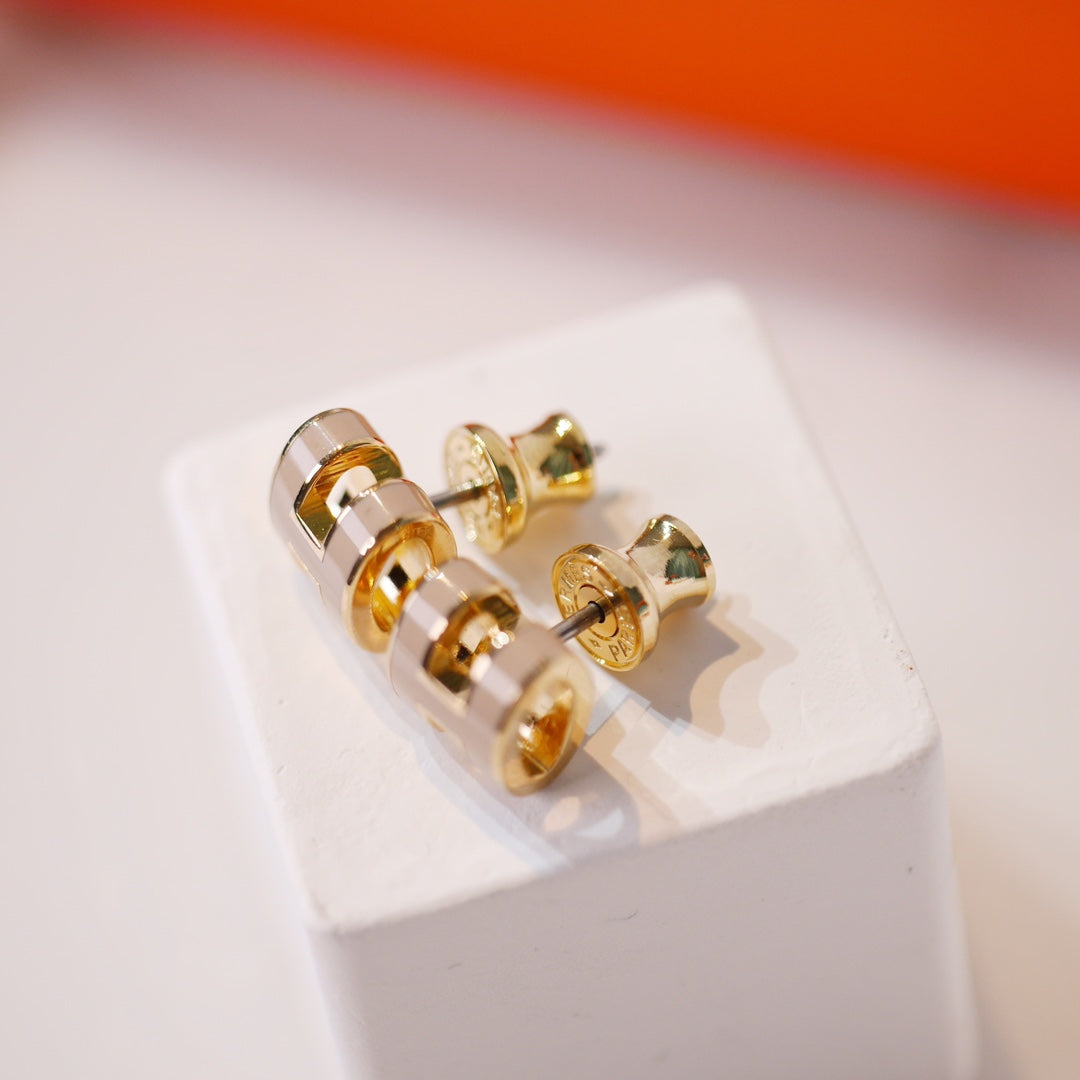 [Vera Jewelry]MINI POP H GOLD EARRINGS GREY