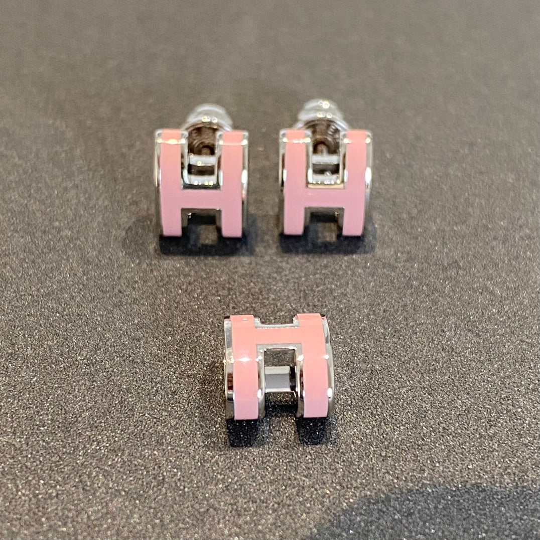 [Vera Jewelry]MINI POP H SILVER EARRINGS PINK