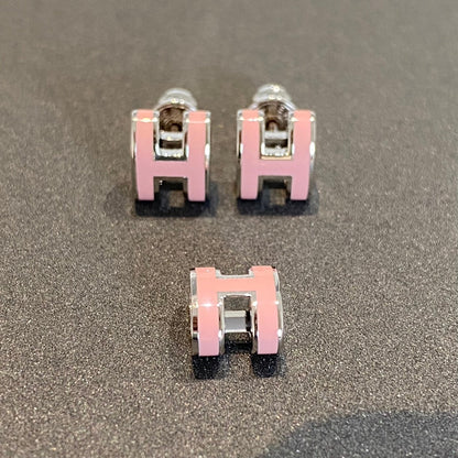 [Vera  Jewelry]MINI POP H SILVER EARRINGS PINK
