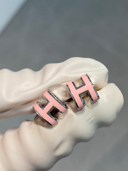 [Vera Jewelry]MINI POP H SILVER EARRINGS PINK