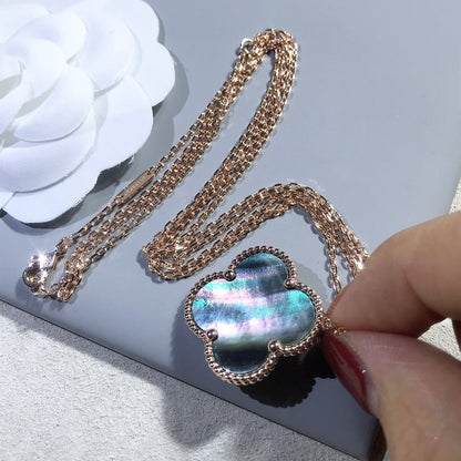 [Vera Jewelry]CLOVER 25MM GOLD DARK MOP BIG CLOVER NECKLACE