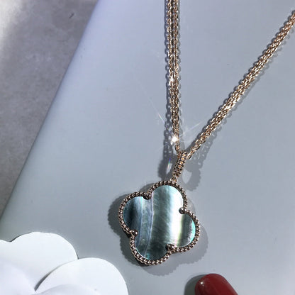 [Vera Jewelry]CLOVER 25MM GOLD DARK MOP BIG CLOVER NECKLACE