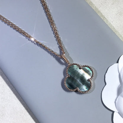 [Vera Jewelry]CLOVER 25MM GOLD DARK MOP BIG CLOVER NECKLACE