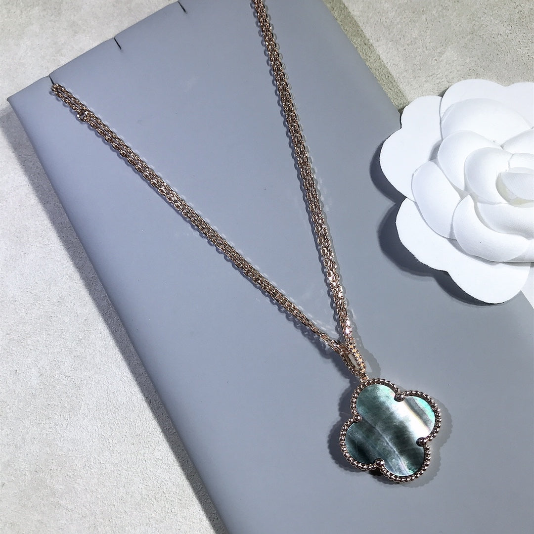 [Vera Jewelry]CLOVER 25MM GOLD DARK MOP BIG CLOVER NECKLACE