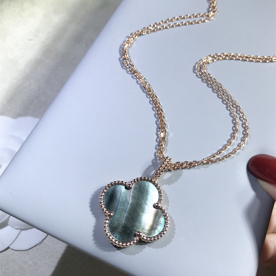[Vera Jewelry]CLOVER 25MM GOLD DARK MOP BIG CLOVER NECKLACE