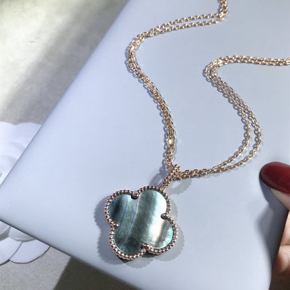 [Vera Jewelry]CLOVER 25MM GOLD DARK MOP BIG CLOVER NECKLACE