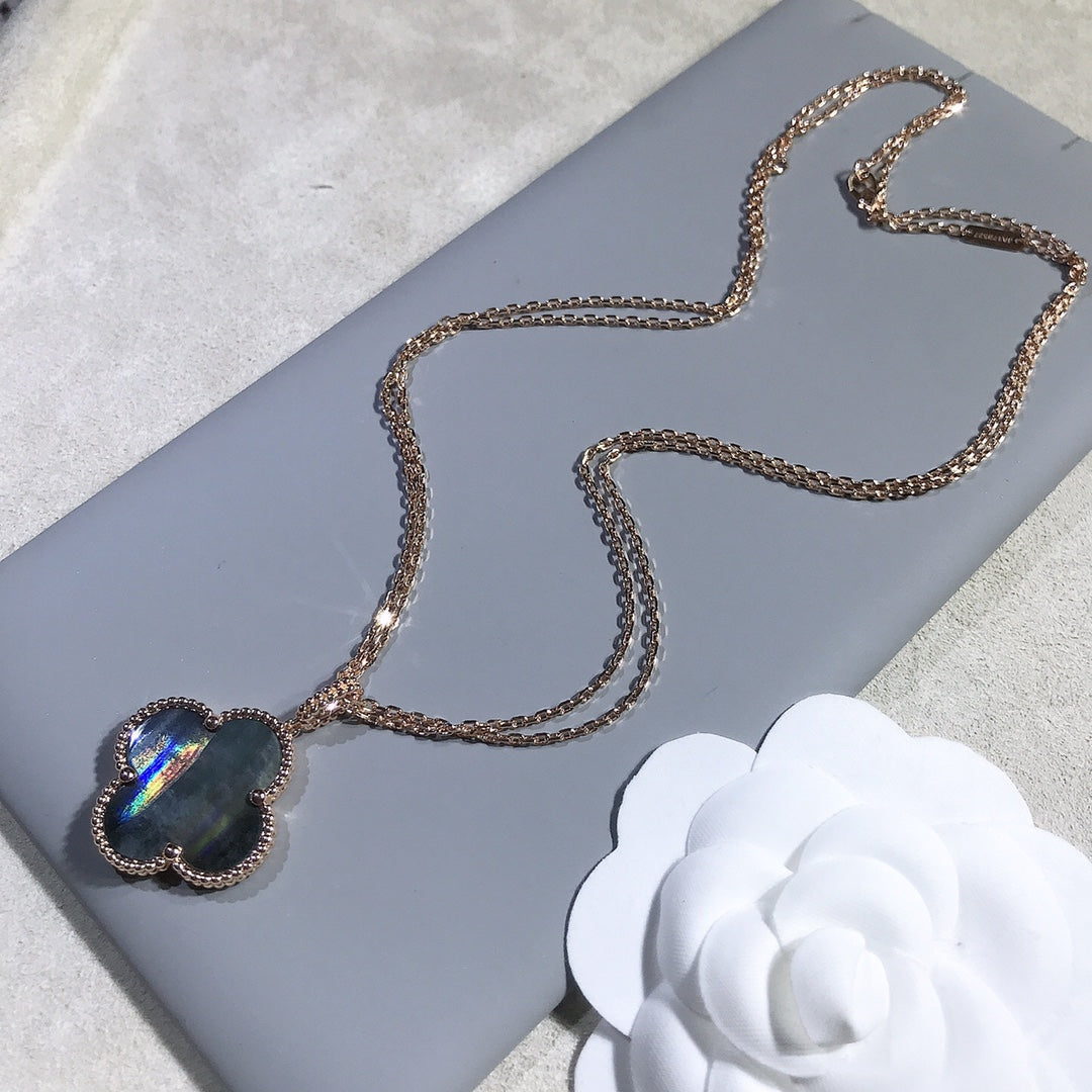 [Vera Jewelry]CLOVER 25MM GOLD DARK MOP BIG CLOVER NECKLACE