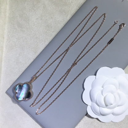 [Vera Jewelry]CLOVER 25MM GOLD DARK MOP BIG CLOVER NECKLACE