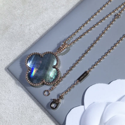 [Vera Jewelry]CLOVER 25MM GOLD DARK MOP BIG CLOVER NECKLACE