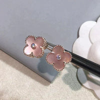 [Vera Jewelry]CLOVER MEDIUM 1 MOTIFS  PINK MOP DIAMOND EARRINGS