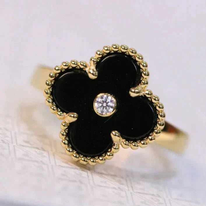 [Vera  Jewelry]CLOVER ONYX RING GOLD DIAMOND