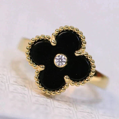 [Vera  Jewelry]CLOVER ONYX RING GOLD DIAMOND