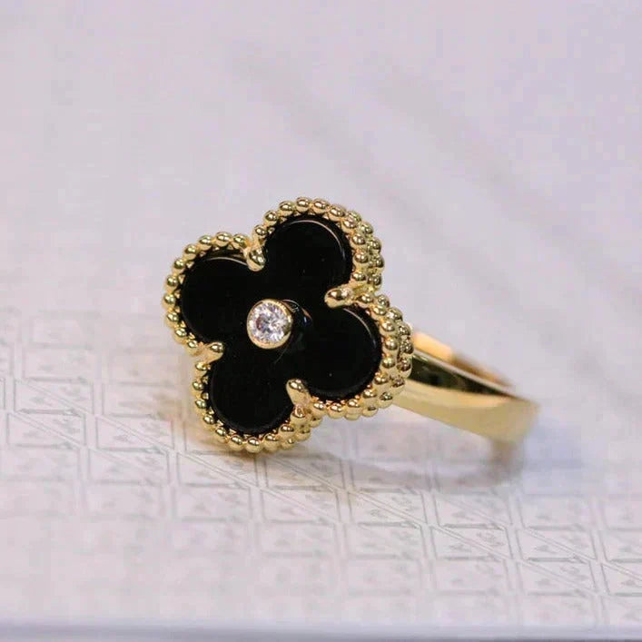 [Vera  Jewelry]CLOVER ONYX RING GOLD DIAMOND