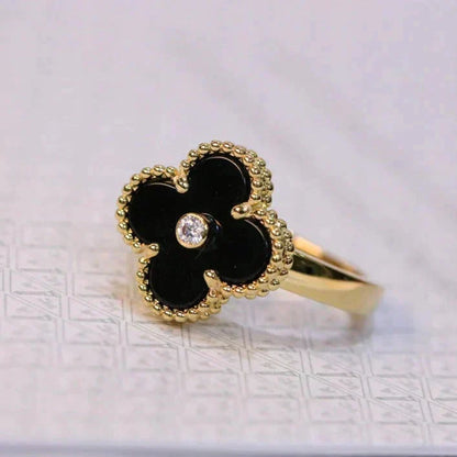 [Vera  Jewelry]CLOVER ONYX RING GOLD DIAMOND