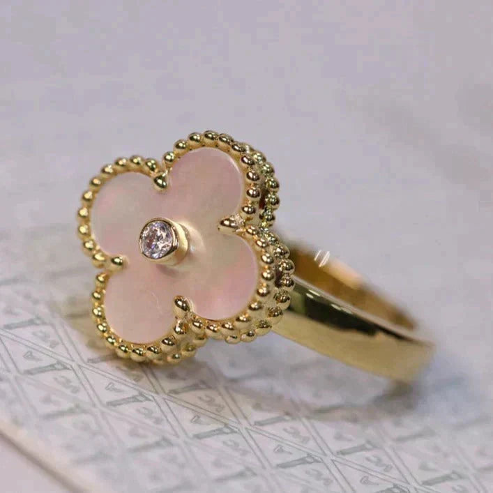 [Vera  Jewelry]CLOVER PINK MOP RING GOLD DIAMOND