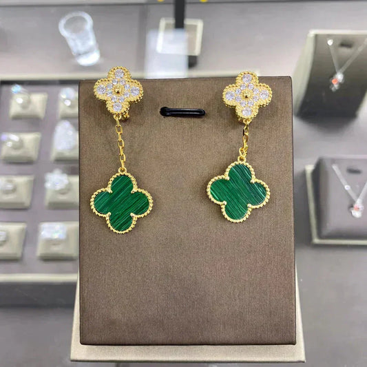 [Vera  Jewelry]CLOVER  2 MOTIFS  DIAMOND  EARRINGS (MULTIPLE CHOICESç´